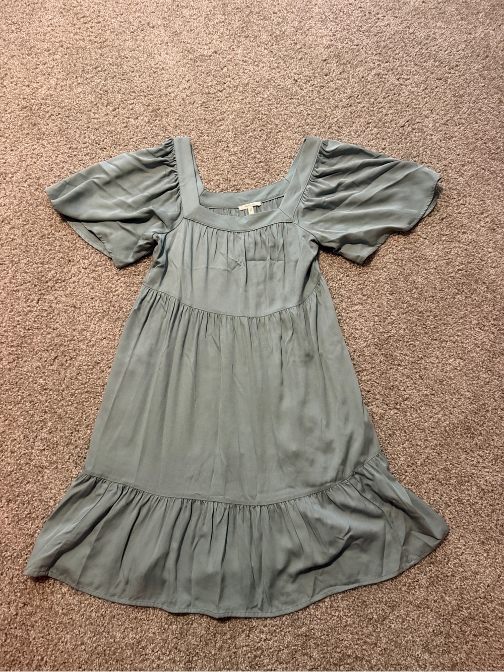 Maurices Sage Green Puff Sleeve Square Neck Dress
